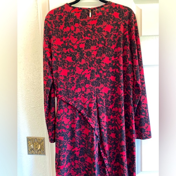 NWOT MICHAEL KORS RED & BLACK FLORAL MIDI SHEATH DRESS - SIZE XL - Picture 7 of 16